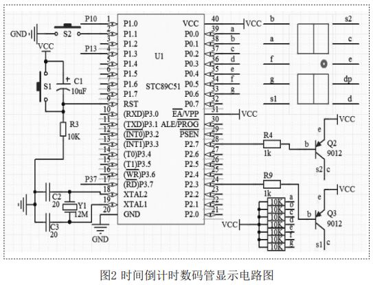 图2 时间倒计时数码管显示电路图 图2 时间倒计时数码管显示电路图